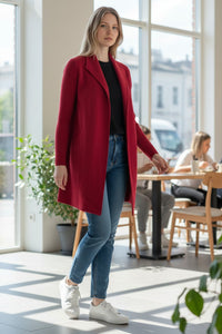 KINROSS RIB SLEEVE COAT - CRANBERRY