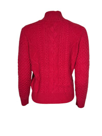 KINROSS CASHMERE MIXED CABLE MOCK SWEATER - CRANBERRY