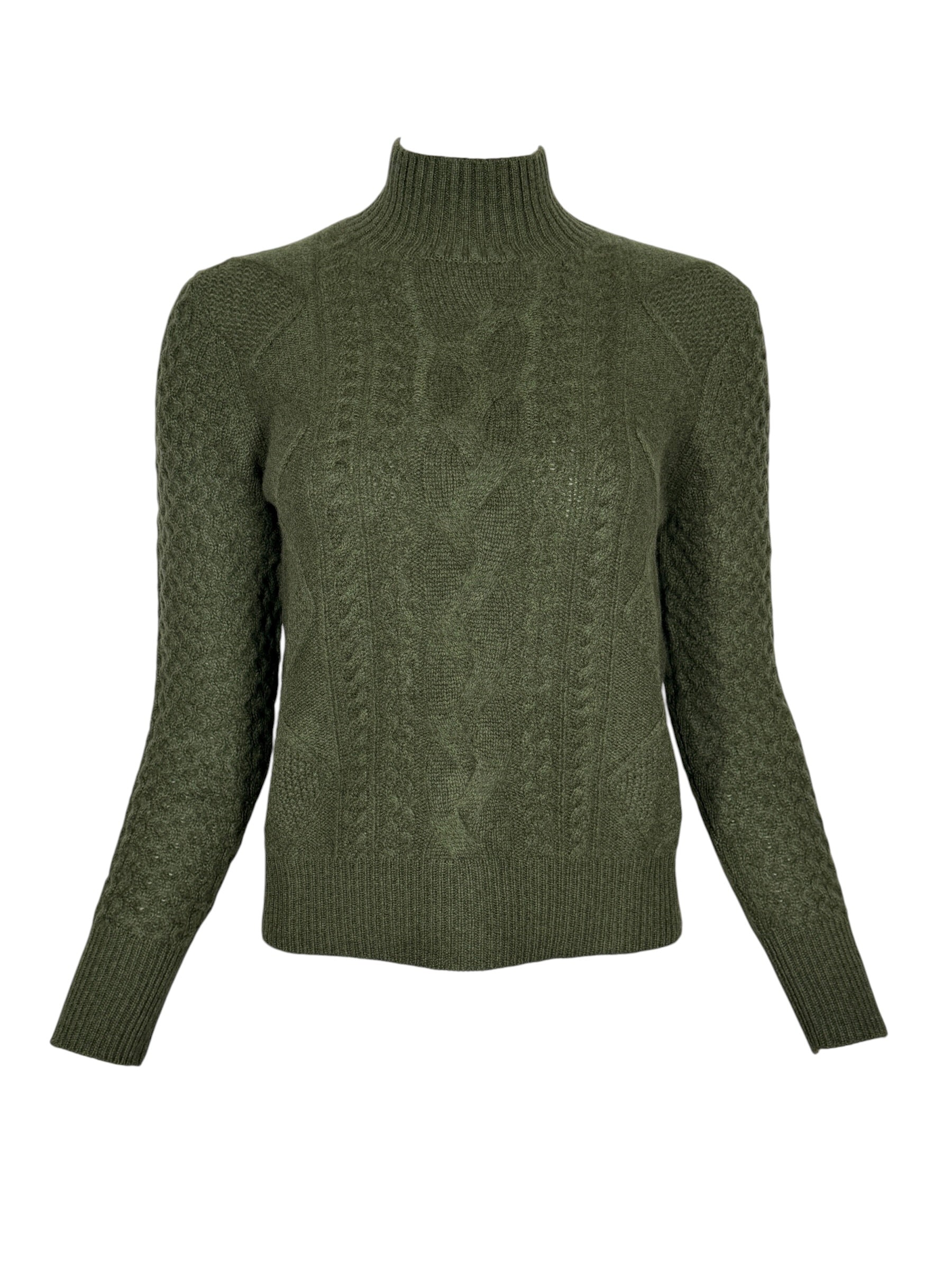 KINROSS CASHMERE MIXED CABLE MOCK SWEATER - HIGHLAND