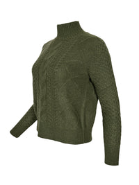 KINROSS CASHMERE MIXED CABLE MOCK SWEATER - HIGHLAND