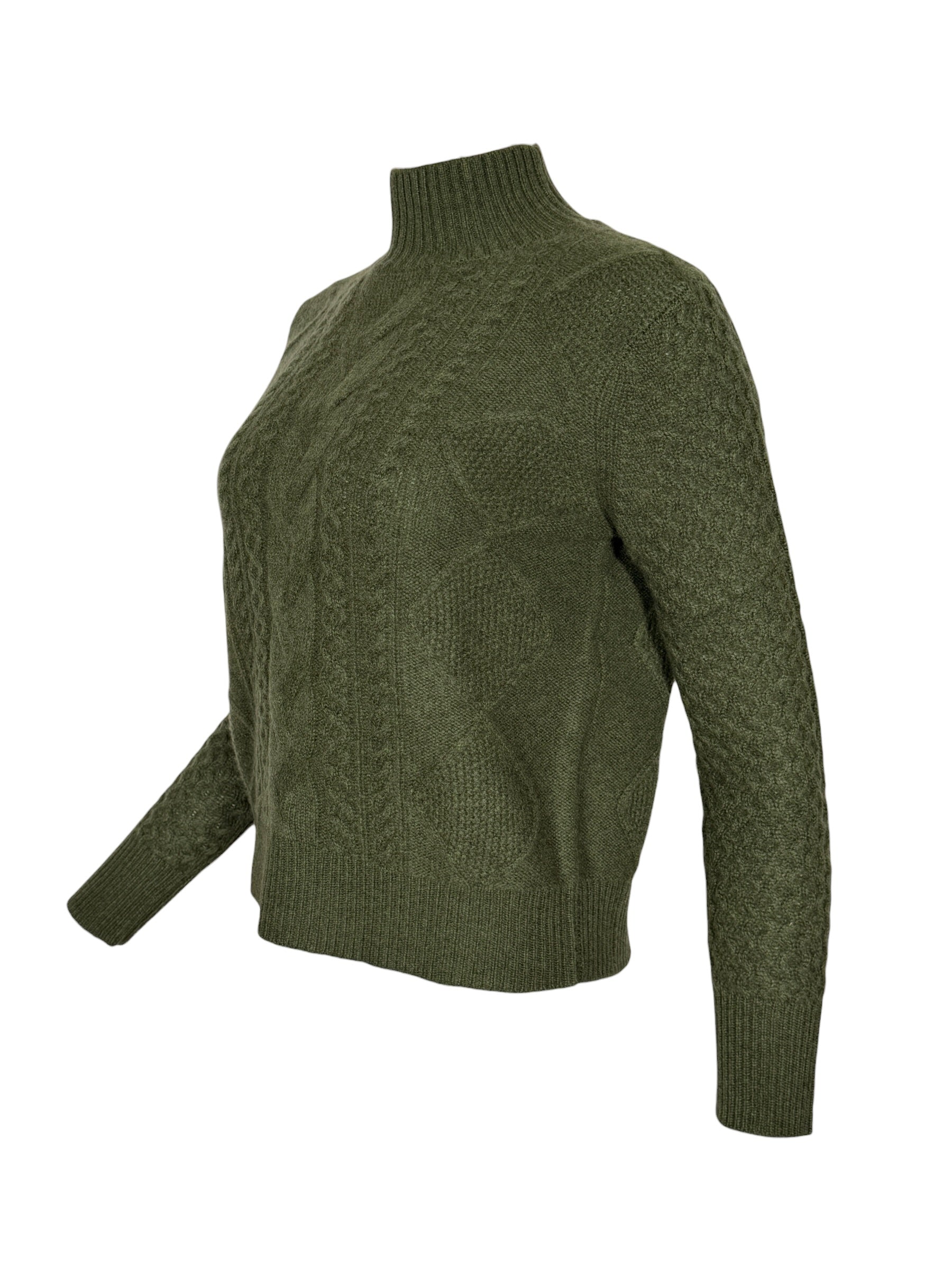 KINROSS CASHMERE MIXED CABLE MOCK SWEATER - HIGHLAND