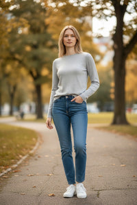 KINROSS CASHMERE MODERN CREW SWEATER - HORIZON