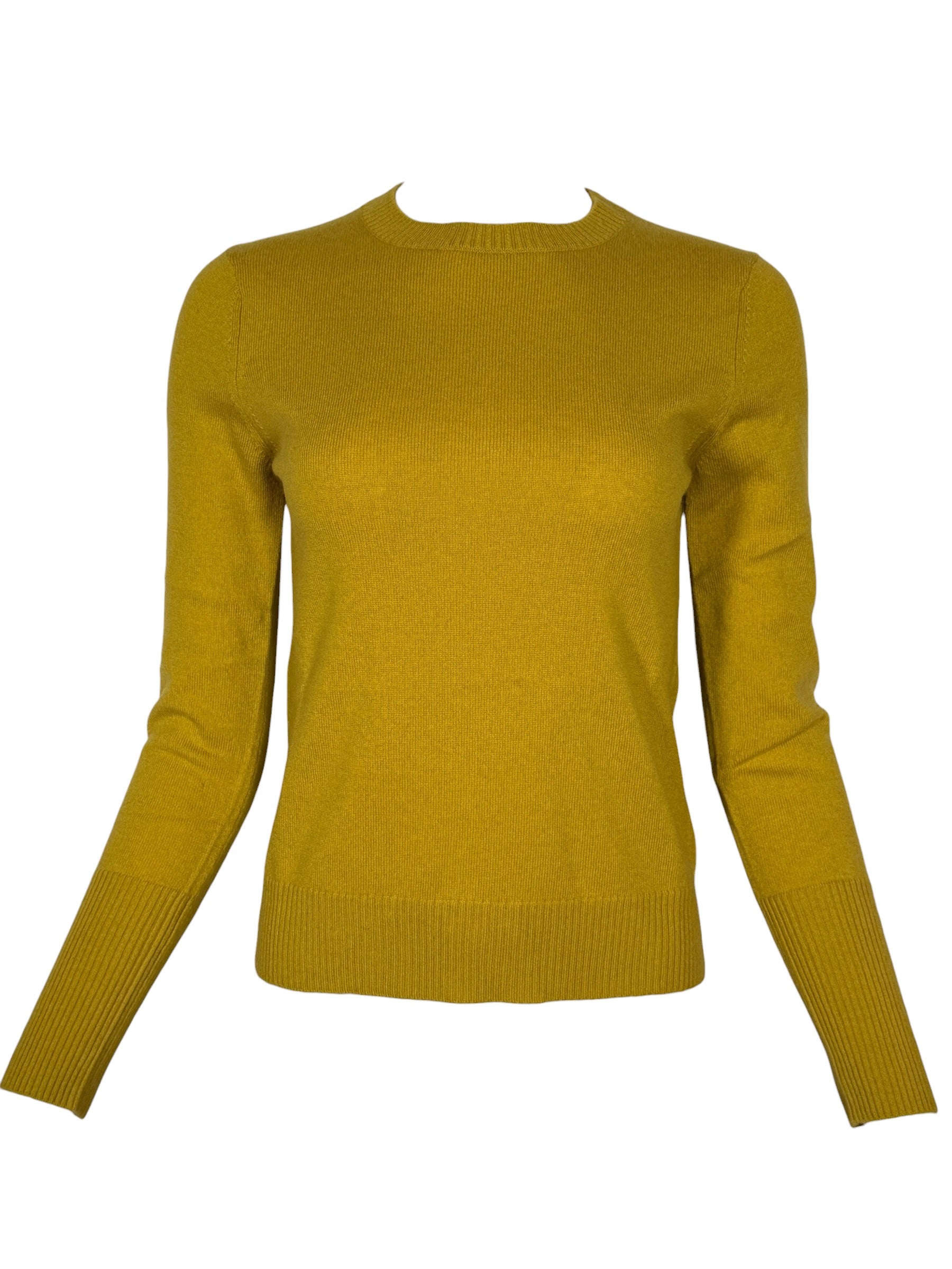KINROSS CASHMERE MODERN CREW SWEATER - CITRINE