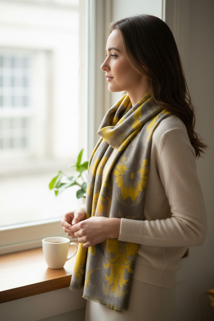 KINROSS TAPESTRY PRINT SCARF - CITRINE MULTI