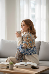 KINROSS MODERN GLEN PRINT SCARF - LOCH MULTI
