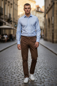 MASON'S MODAL/COTTON STRETCH TROUSER - DARK COCOA