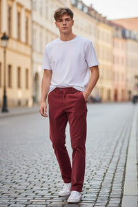 MASON'S COTTON STRETCH CORDUROY TROUSER - PAPRIKA