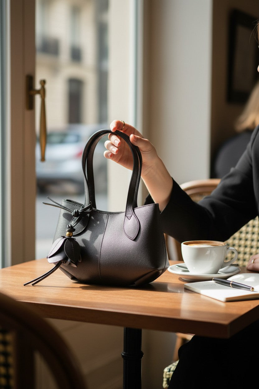 HOUSE OF FLORENCE - KAYLA PALMELLATO SMALL TOTE - BLACK