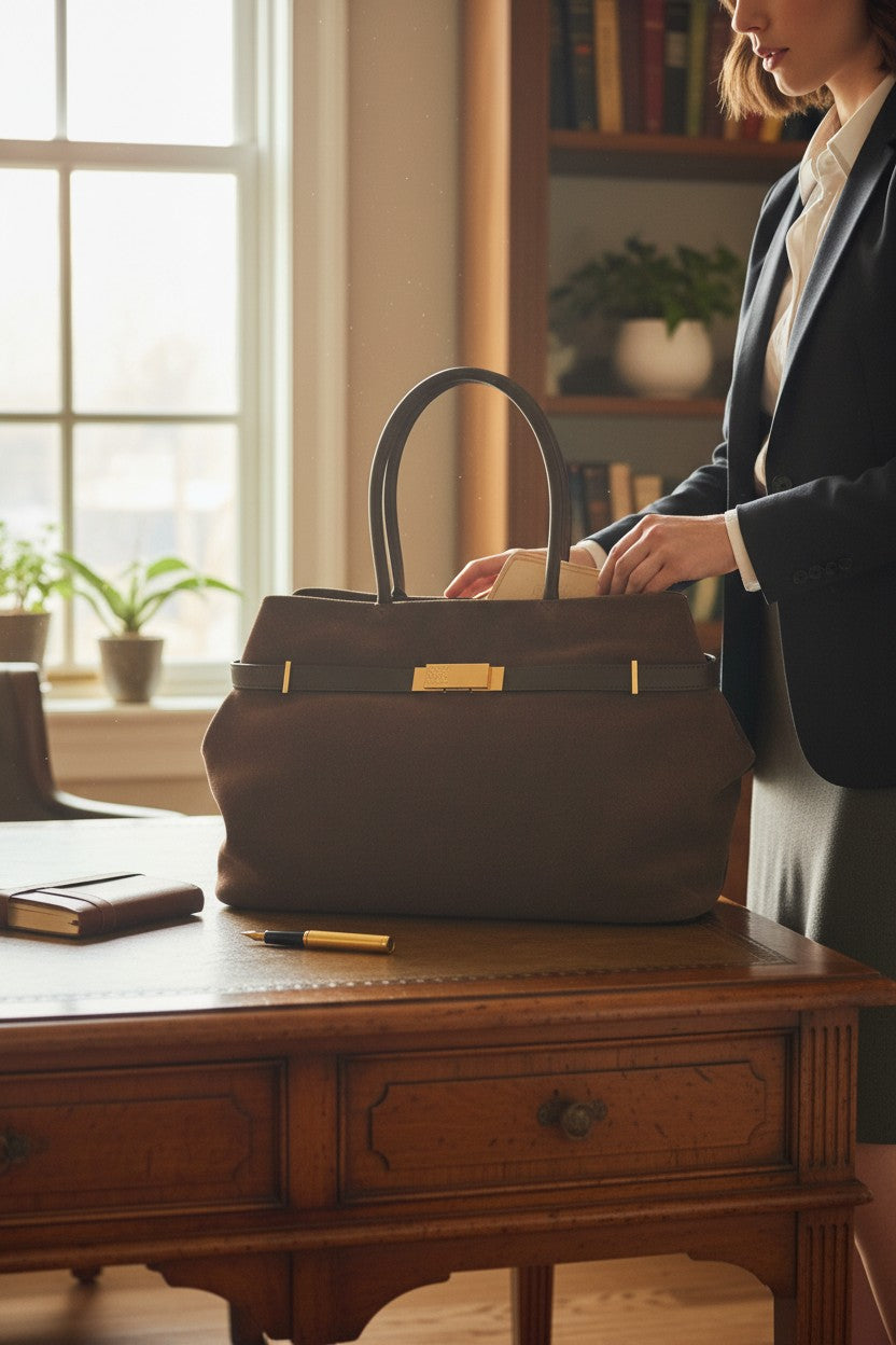 HOUSE OF FLORENCE - NOELA BIG SUEDE TOTE - MOCHA