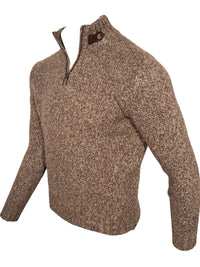 FEDELI ARAN 1/4 ZIP CASHMERE BLEND SWEATER - ROPE MELANGE