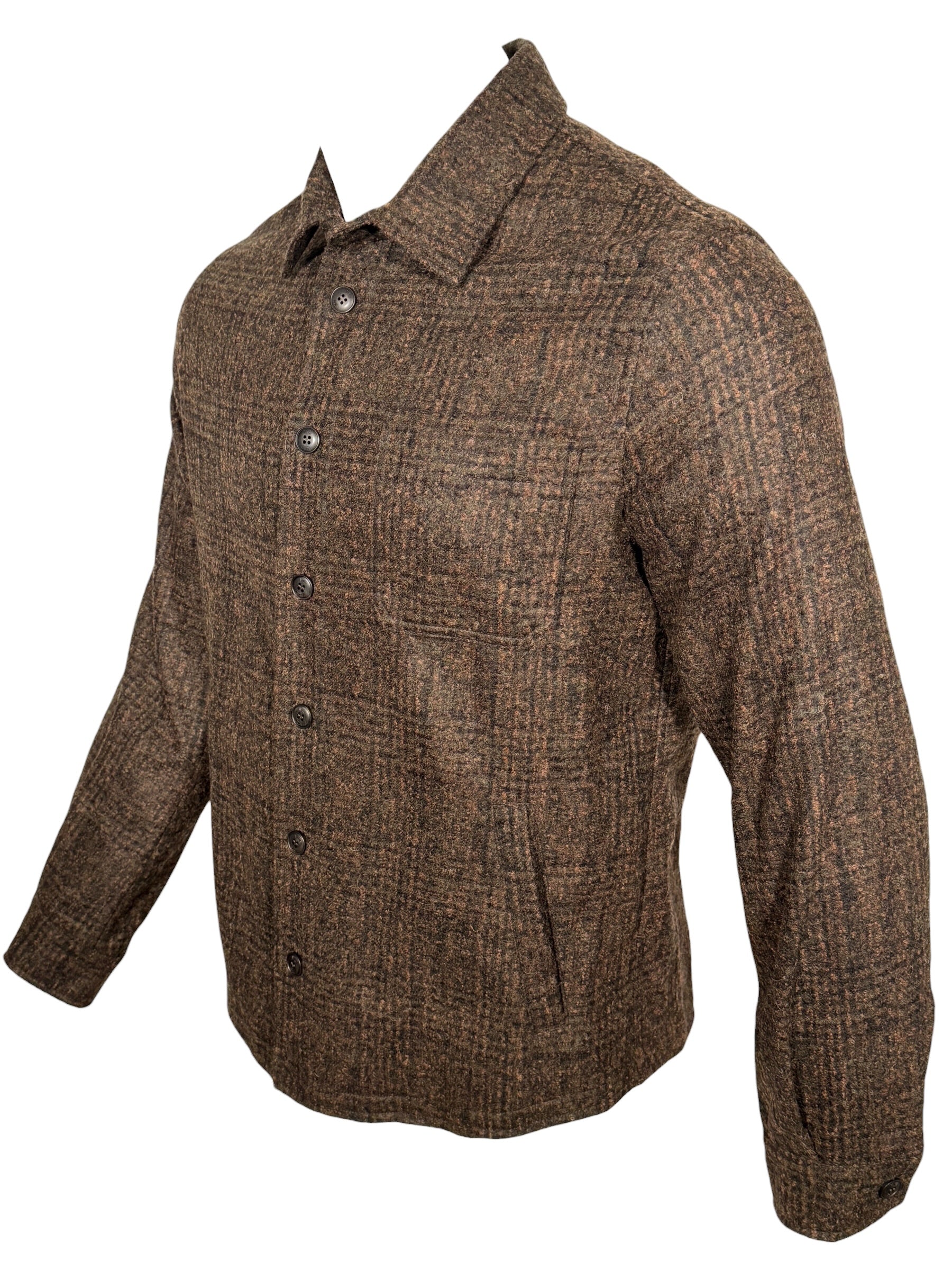 FEDELI WOOL PLAID JACKET - DARK CHOCOLATE