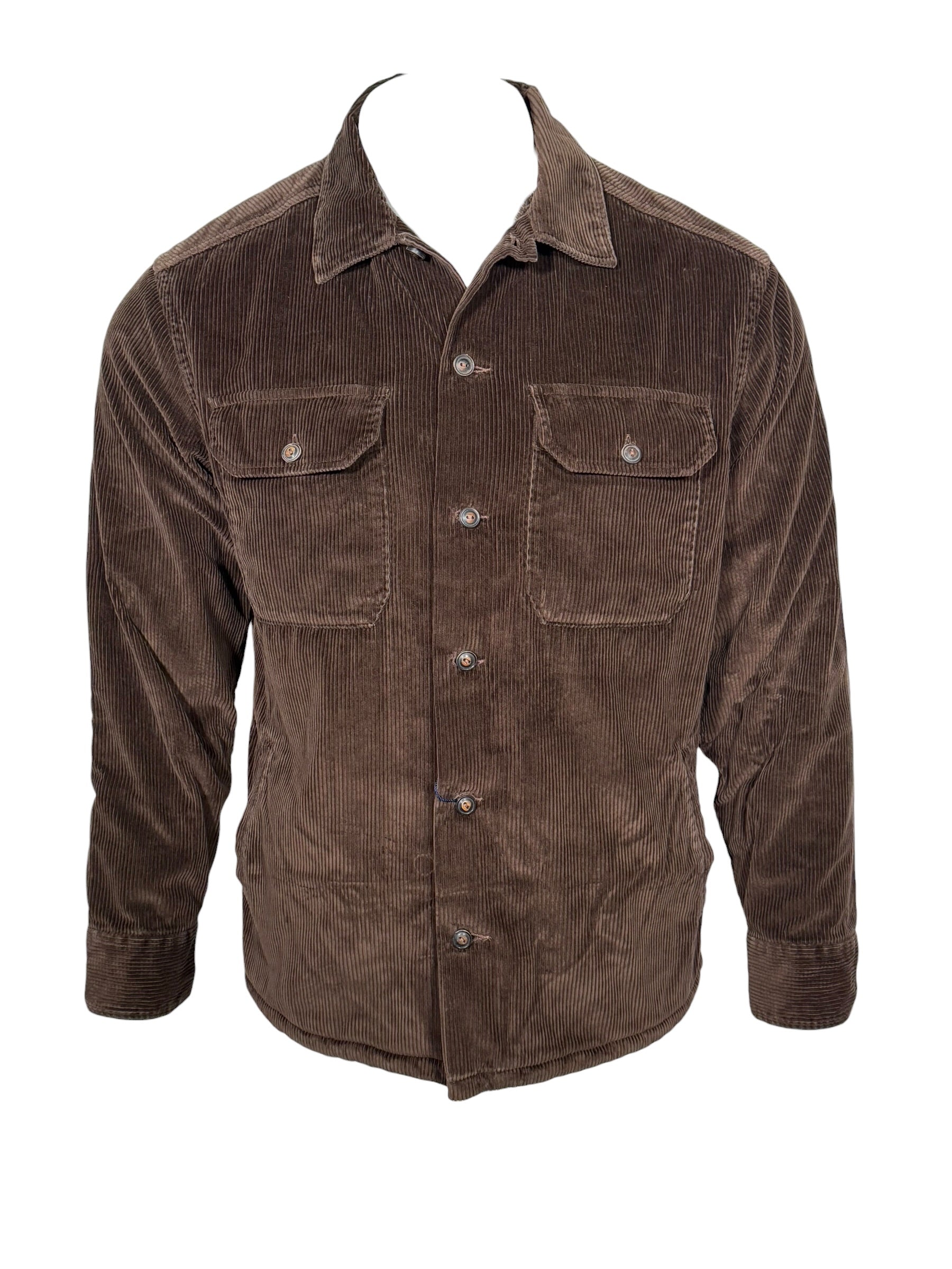 POLO RALPH LAUREN - LONG-SLEEVE 8 WALE CORDUROY LINED RECON MILITARY SHIRT - NUTMEG BROWN