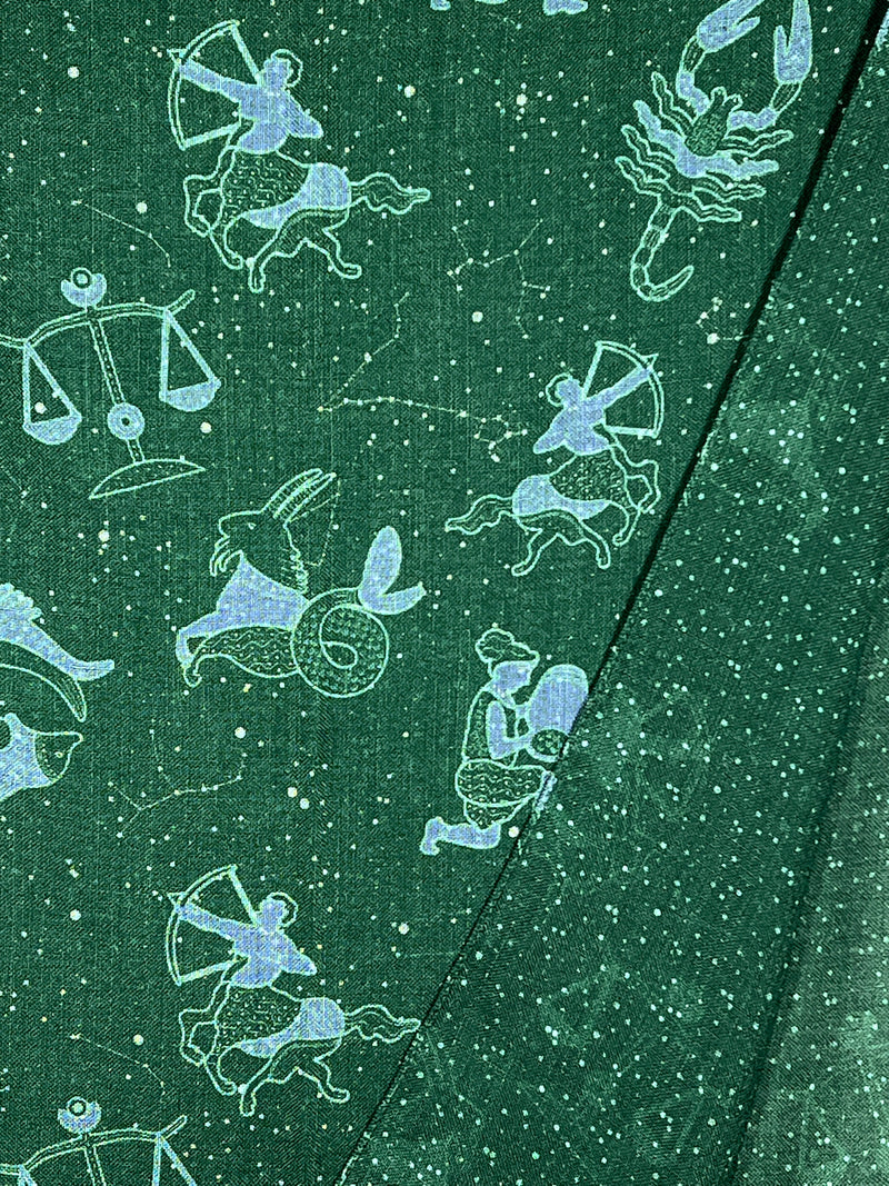 CALABRESE 1924 DOUBLE SIDED WOOL SCARF - GREEN ZODIAC