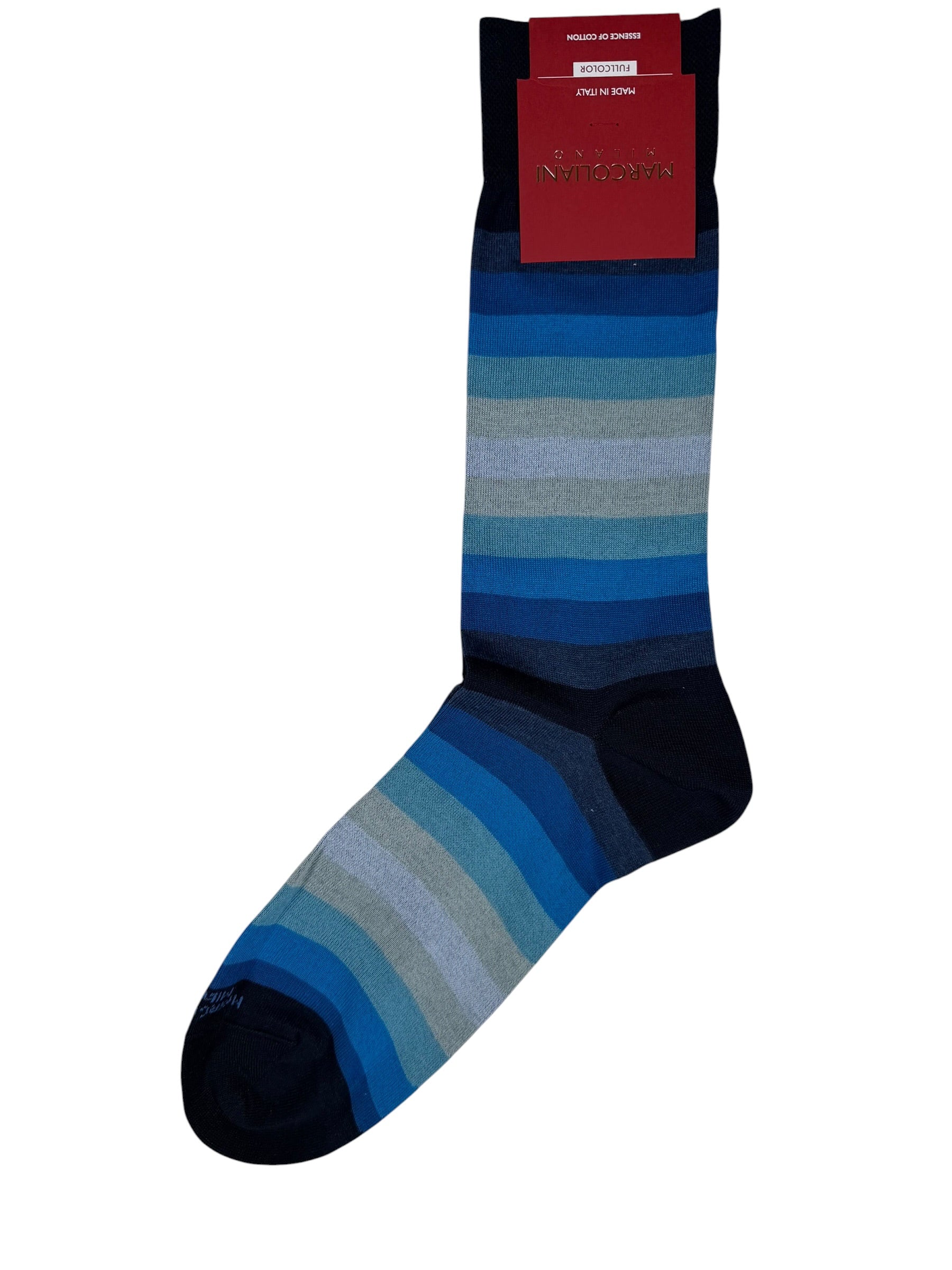 MARCOLIANI PIMA COTTON REFLECTIONS CALF SOCK - MEDITTERANEO BLUE