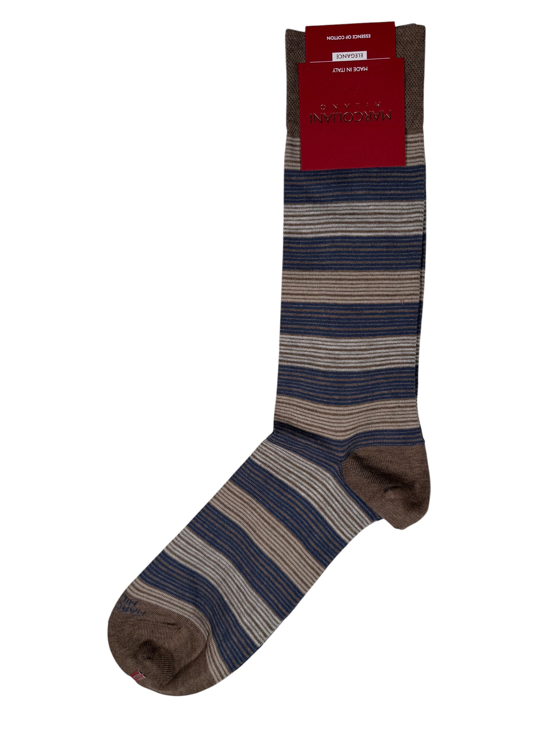 MARCOLIANI SCALA STRIPE CALF SOCK - CAPPUCCINO