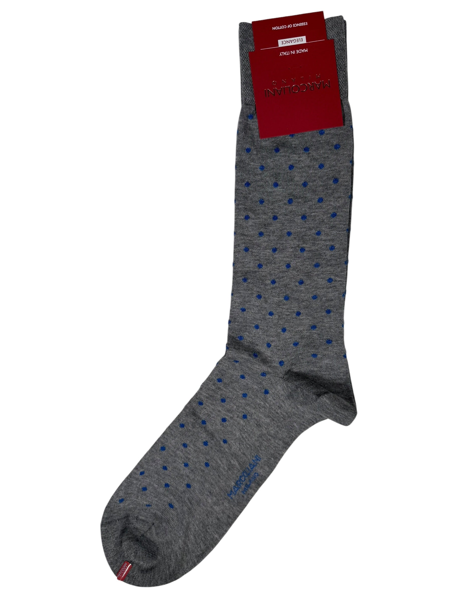 MARCOLIANI PIMA COTTON TAILOR DOTS CALF SOCK - FLANNEL GREY