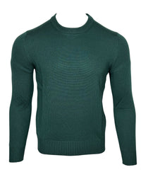 BUTTON DOWN WOOL CREW SWEATER - HUNTER GREEN