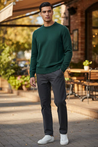 BUTTON DOWN WOOL CREW SWEATER - HUNTER GREEN
