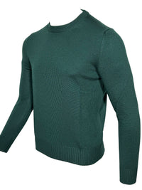 BUTTON DOWN WOOL CREW SWEATER - HUNTER GREEN