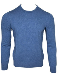 BUTTON DOWN WOOL/CASHMERE CREW SWEATER - LIGHT BLUE