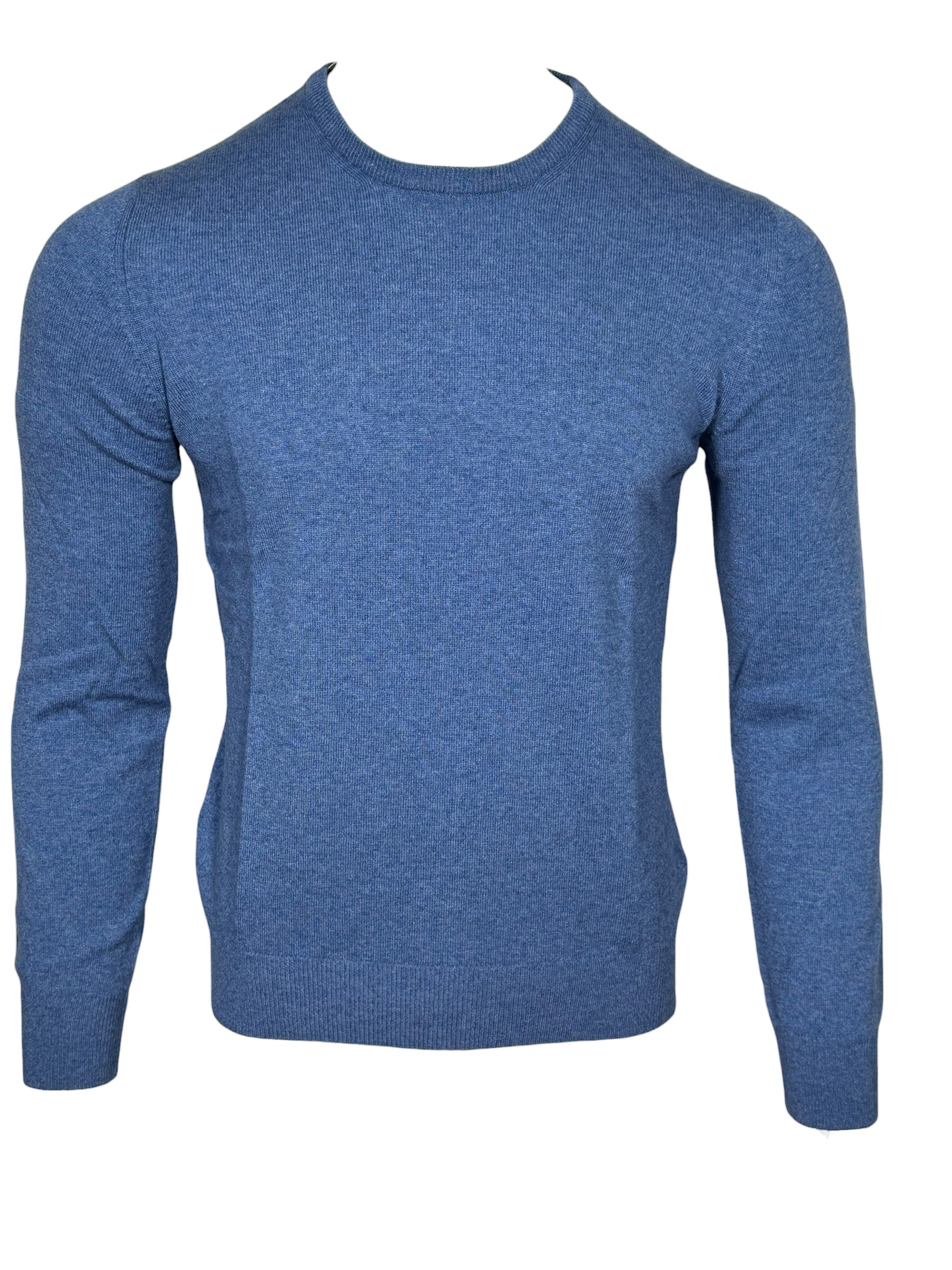 BUTTON DOWN WOOL/CASHMERE CREW SWEATER - LIGHT BLUE