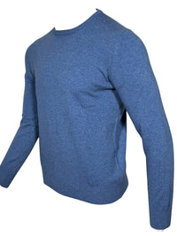 BUTTON DOWN WOOL/CASHMERE CREW SWEATER - LIGHT BLUE