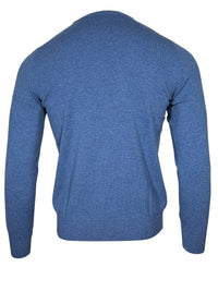BUTTON DOWN WOOL/CASHMERE CREW SWEATER - LIGHT BLUE