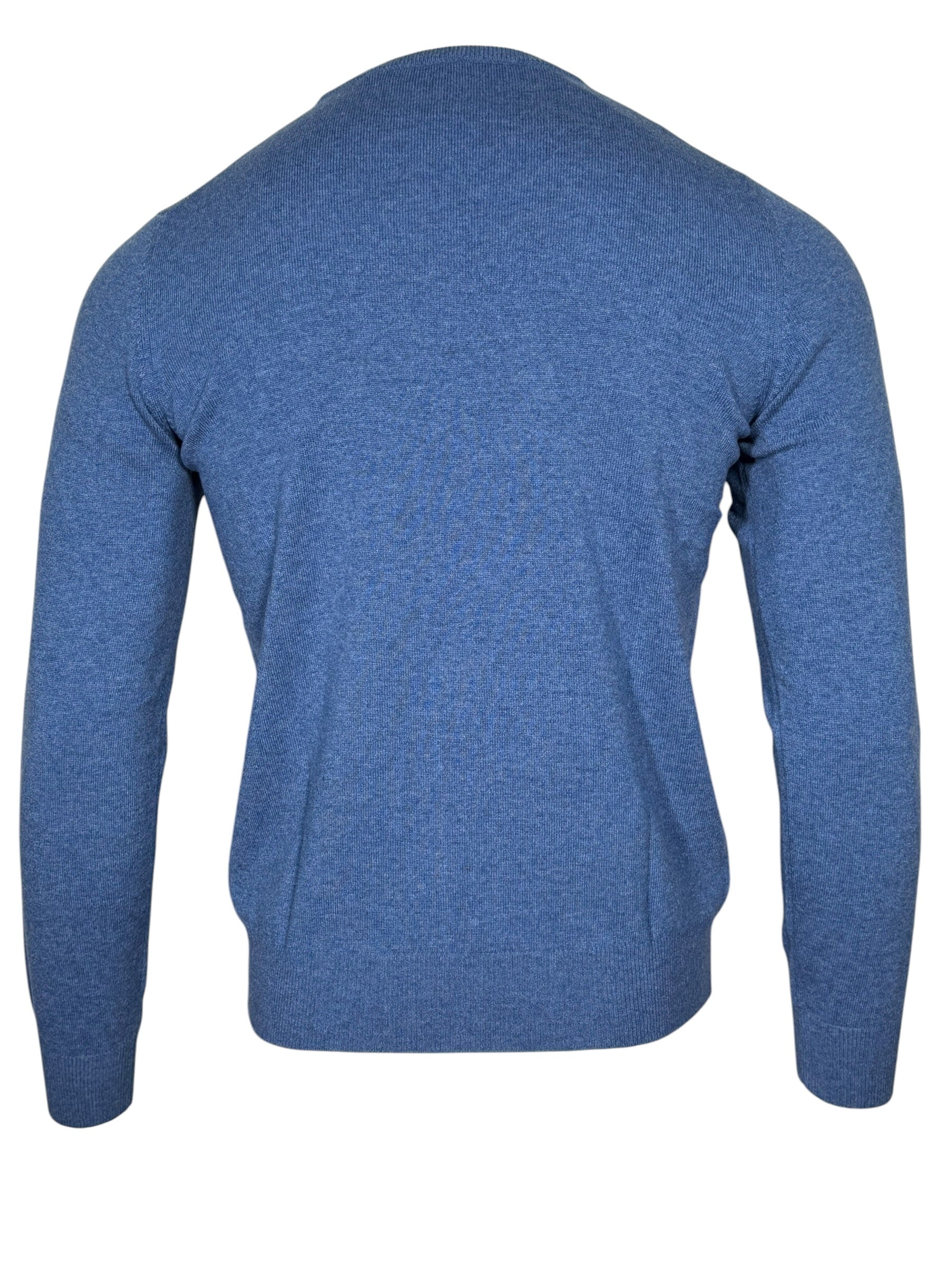 BUTTON DOWN WOOL/CASHMERE CREW SWEATER - LIGHT BLUE