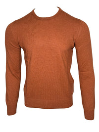 BUTTON DOWN WOOL/CASHMERE CREW SWEATER - ORANGE
