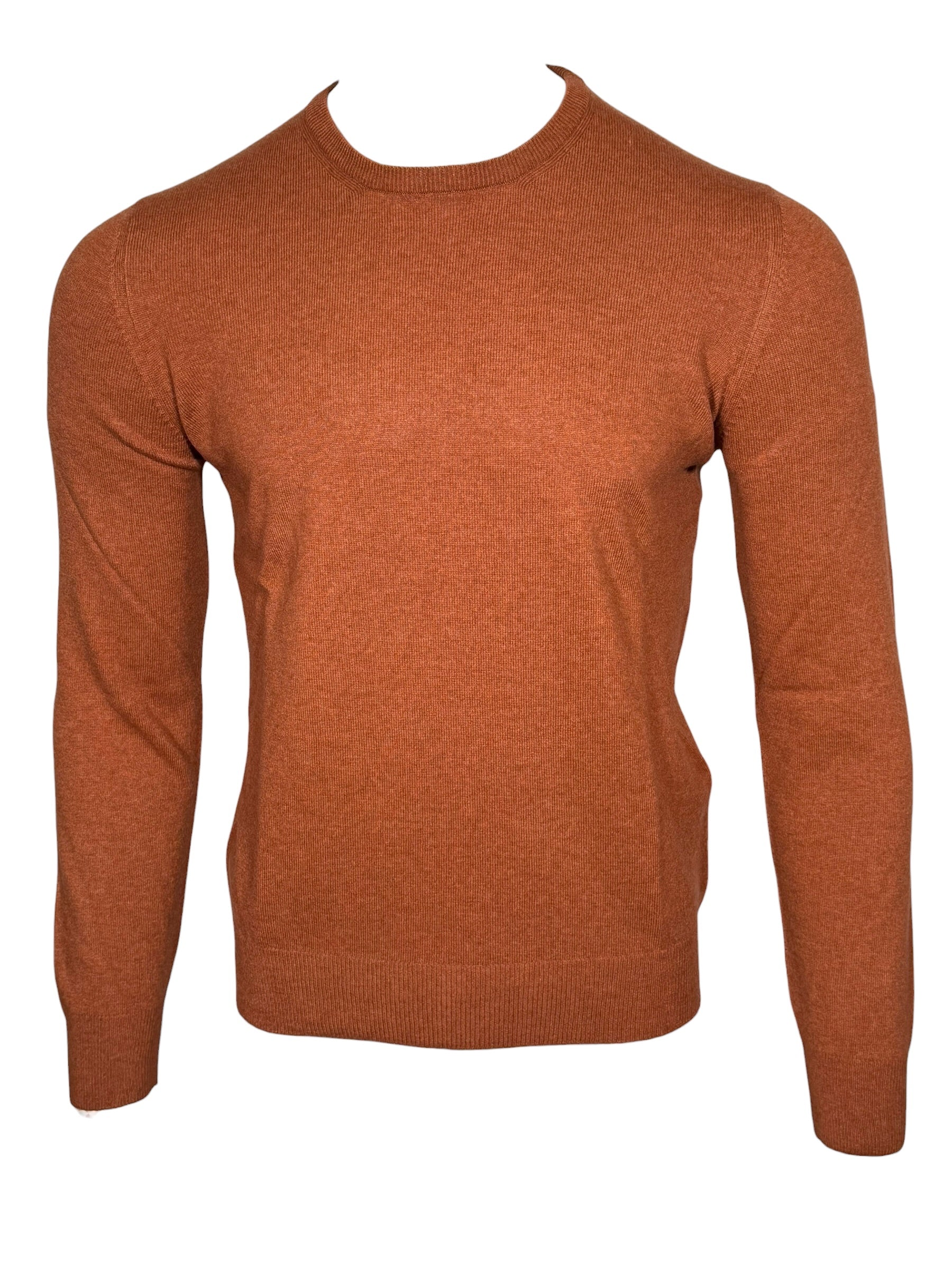 BUTTON DOWN WOOL/CASHMERE CREW SWEATER - ORANGE
