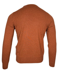 BUTTON DOWN WOOL/CASHMERE CREW SWEATER - ORANGE