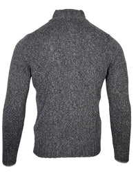 BUTTON DOWN MARL FULL ZIP SWEATER - GREY MIX