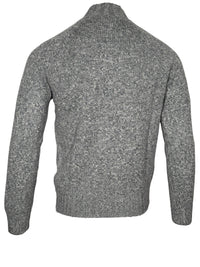 BUTTON DOWN 6 PLY WOOL 1/4 ZIP SWEATER - LIGHT GREY MARL