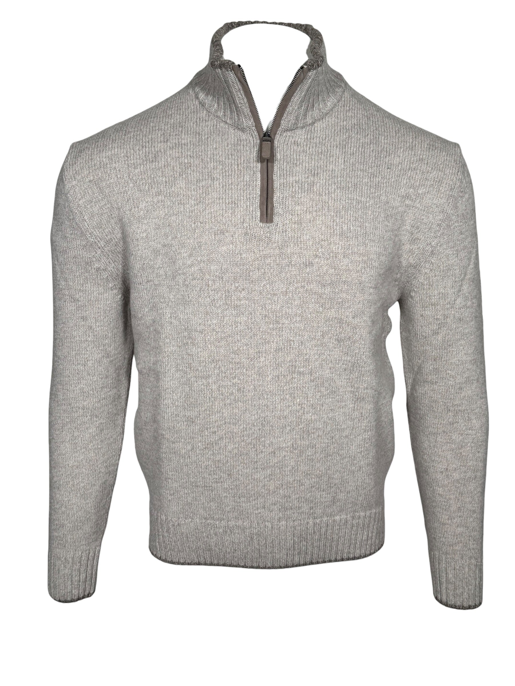 PAUL & SHARK - CASHMERE WOOL HALF ZIP SWEATER - SILVER CLOUD-PALOMA