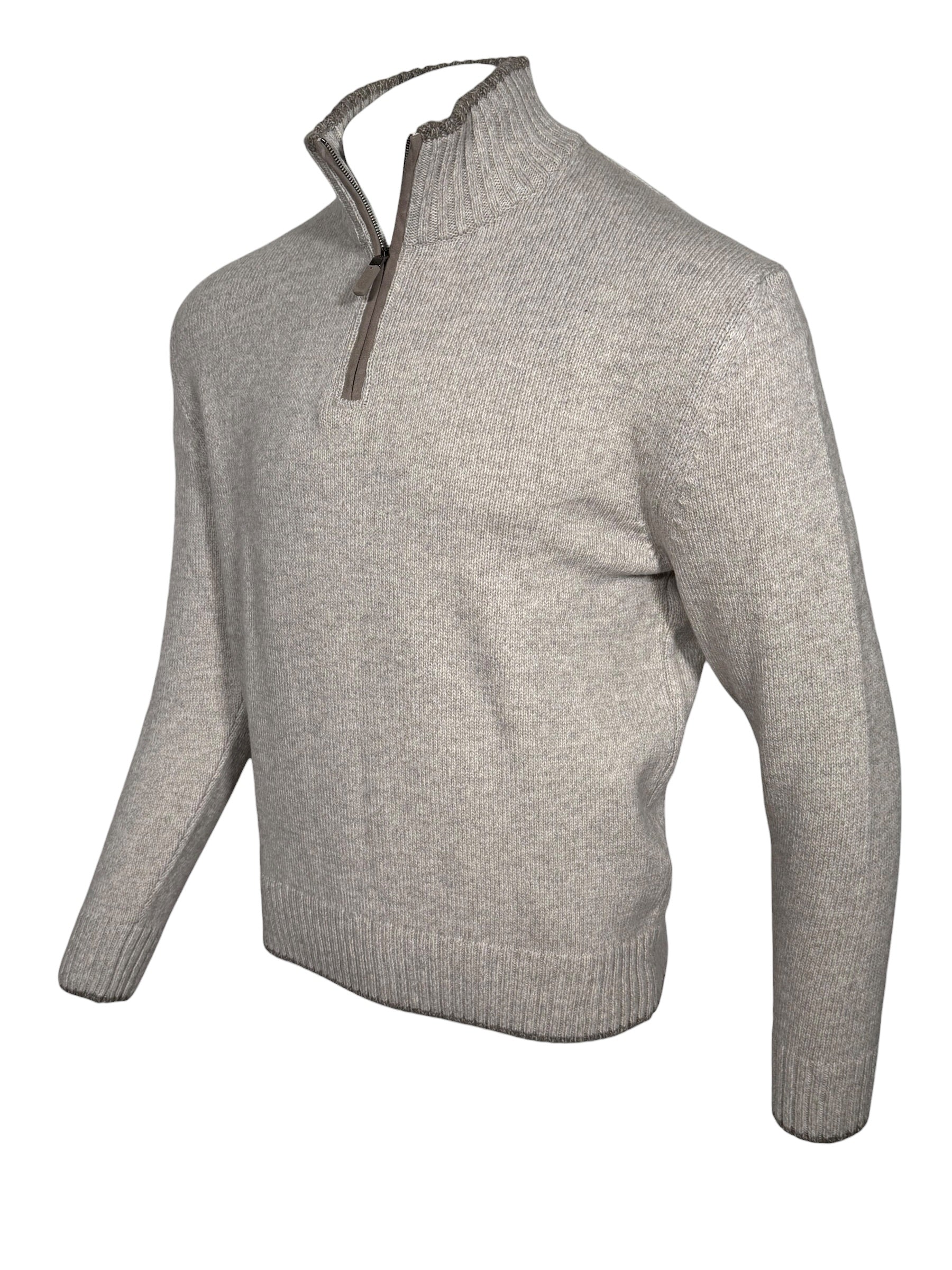 PAUL & SHARK - CASHMERE WOOL HALF ZIP SWEATER - SILVER CLOUD-PALOMA