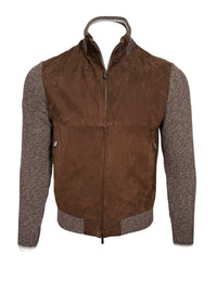 PAUL & SHARK - WOOL/CASHMERE HYBRID JACKET WITH AQUA SUEDE - TOBACCO