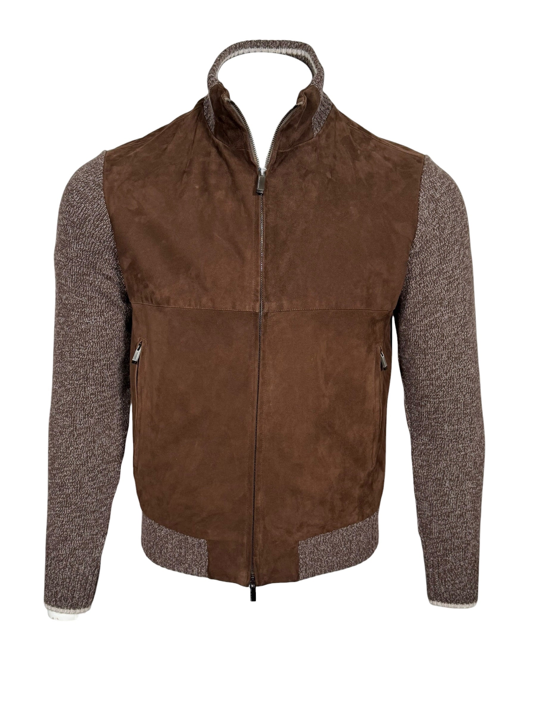 PAUL & SHARK - WOOL/CASHMERE HYBRID JACKET WITH AQUA SUEDE - TOBACCO