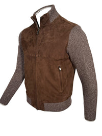 PAUL & SHARK - WOOL/CASHMERE HYBRID JACKET WITH AQUA SUEDE - TOBACCO