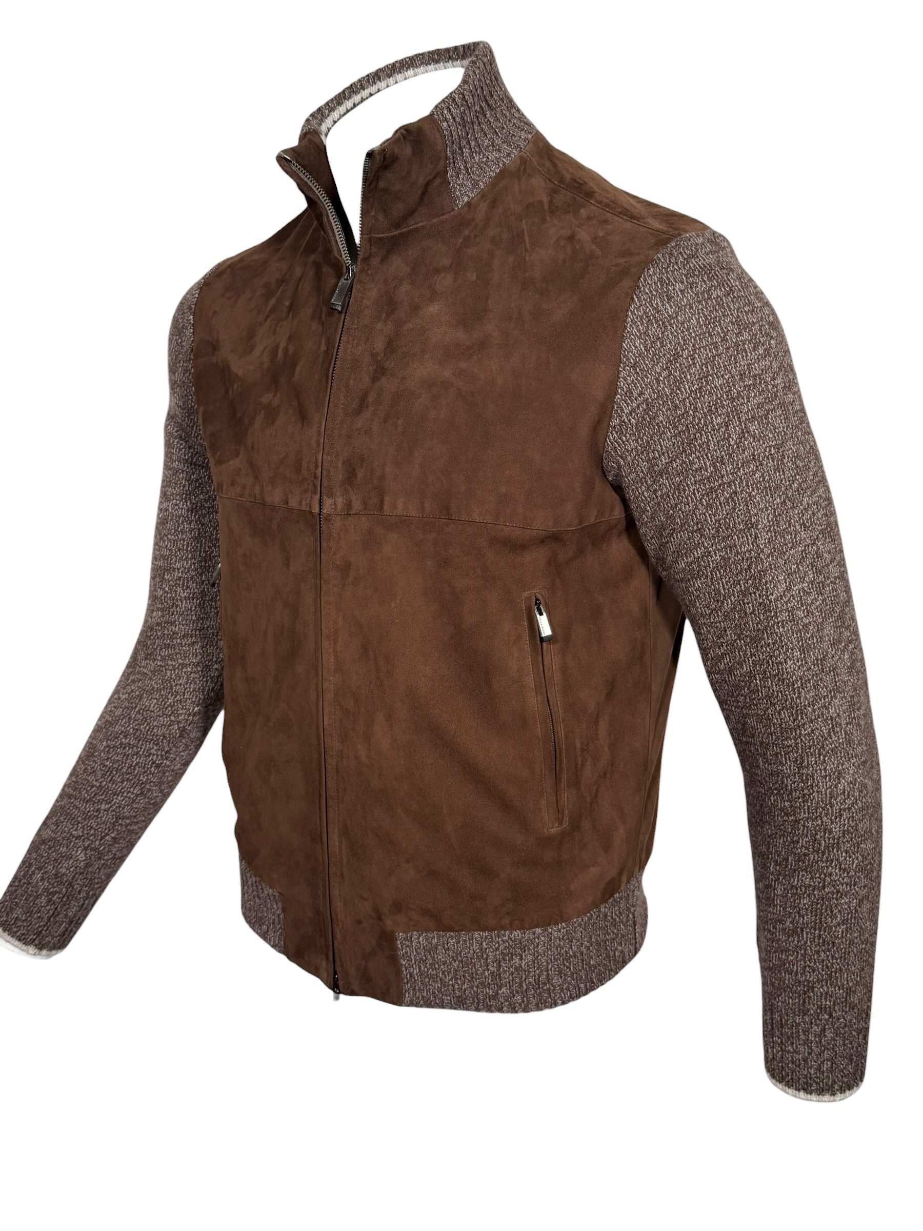 PAUL & SHARK - WOOL/CASHMERE HYBRID JACKET WITH AQUA SUEDE - TOBACCO