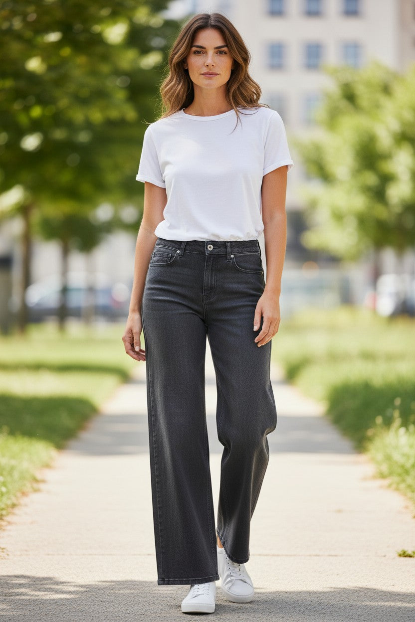 MAC WOMEN'S DREAM DENIM WIDE JEAN - BLACK RINSED