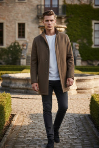 FRADI LORO PIANA STORM SYSTEM CAR COAT - TOBACCO