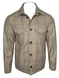 LUCIANO BARBERA OVERCHECK SWACKET - TAN PLAID