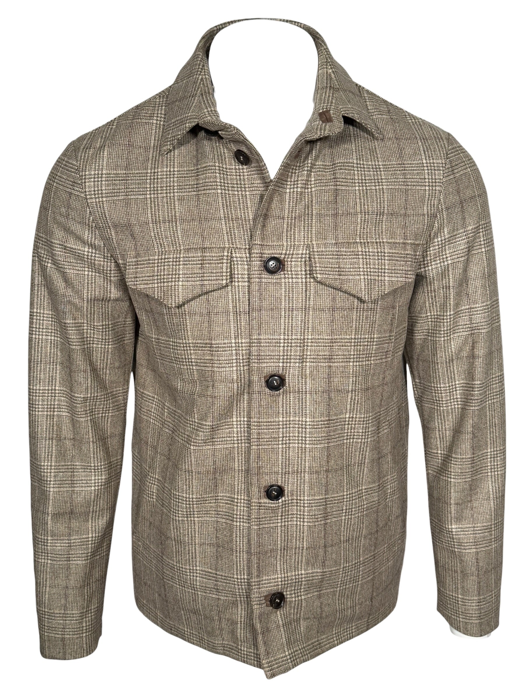 LUCIANO BARBERA OVERCHECK SWACKET - TAN PLAID