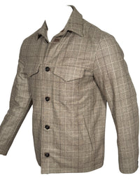 LUCIANO BARBERA OVERCHECK SWACKET - TAN PLAID