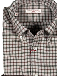 LUCIANO BARBERA SPORT SHIRT - GREY/GREEN CHECK FLANNEL
