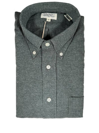 HARTFORD MEN'S COTTON MELANGE FLANNEL SHIRT - FOREST