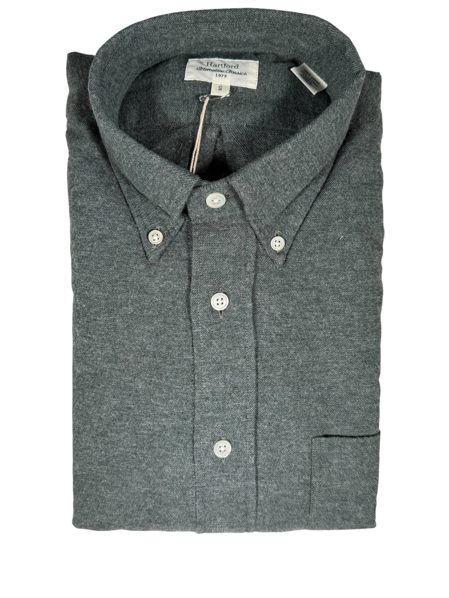 HARTFORD MEN'S COTTON MELANGE FLANNEL SHIRT - FOREST