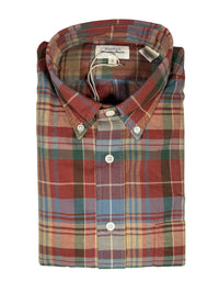 HARTFORD MEN'S COTTON CHINO PLAID SHIRT - COPPER