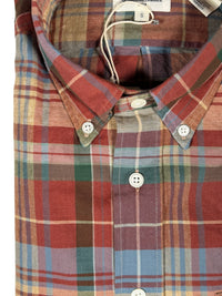 HARTFORD MEN'S COTTON CHINO PLAID SHIRT - COPPER