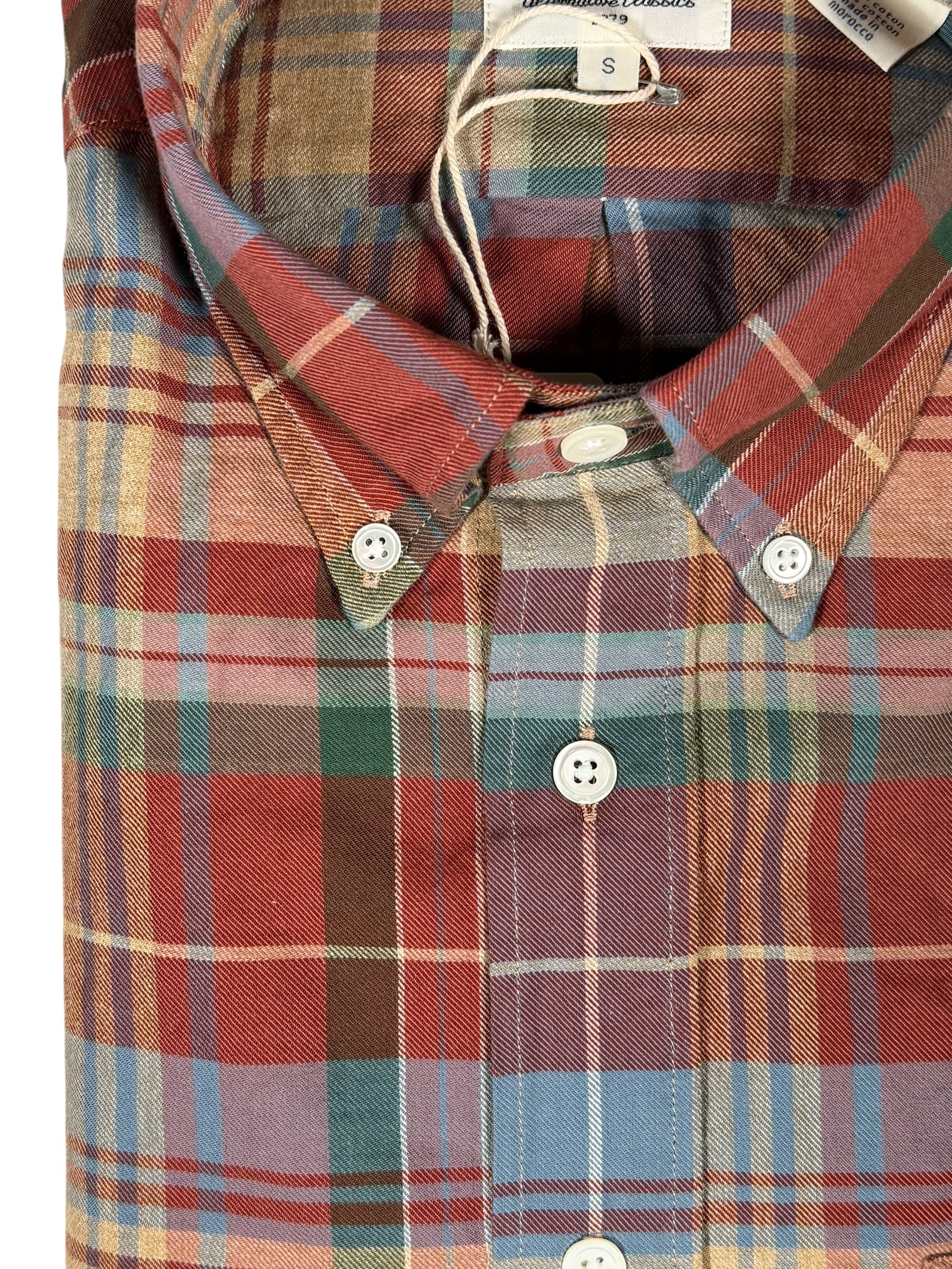 HARTFORD MEN'S COTTON CHINO PLAID SHIRT - COPPER